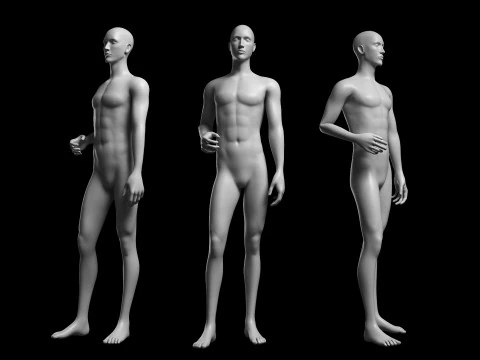 Animated Male Base Mesh v3 - 12 poses Low-poly 3D Model