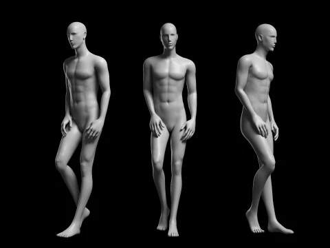 Mesh base maschile animata v2 - 12 pose Low-poly Modello 3D