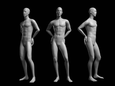 Mesh base maschile animata v2 - 12 pose Low-poly Modello 3D