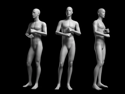 Mesh base maschile animata v2 - 12 pose Low-poly Modello 3D