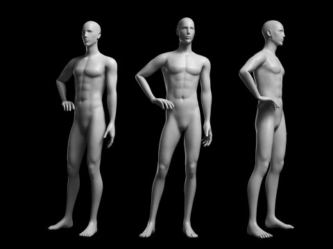 Mesh base maschile animata v2 - 12 pose Low-poly Modello 3D