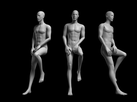 Animated Male Base Mesh v2 - 12 poses Low-poly 3D 模型