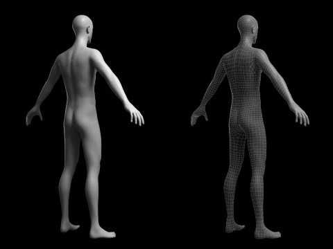Mesh base maschile animata v2 - 12 pose Low-poly Modello 3D