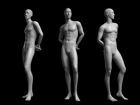 Animated Male Base Mesh - 3 poses Low-poly 3D Model