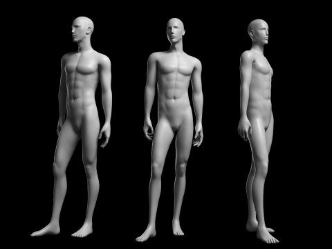 Animated Male Base Mesh v2 - 3 poses Low-poly 3D Model