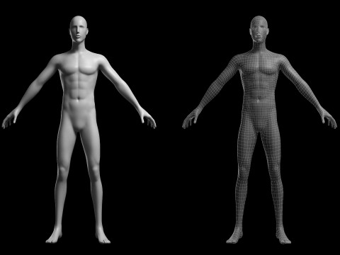 Animated Male Base Mesh v2 - 3 poses Low-poly 3D Model