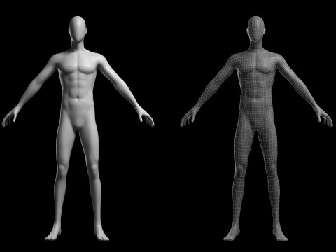 Animated Male Base Mesh v3 - 3 poses Low-poly 3D Model