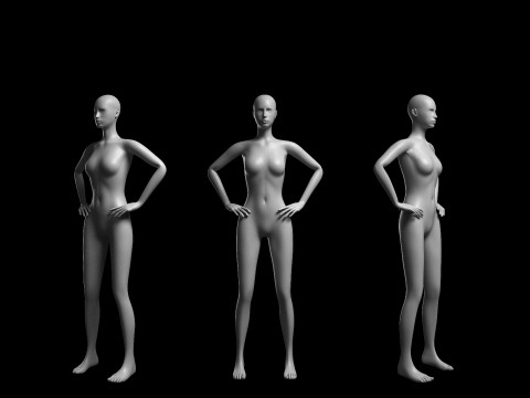 Animated Female Mesh - 12 sport poses v4 Low-poly Model 3D