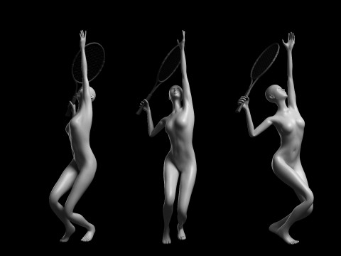 Animated Female Mesh - 12 sport poses v4 Low-poly Model 3D