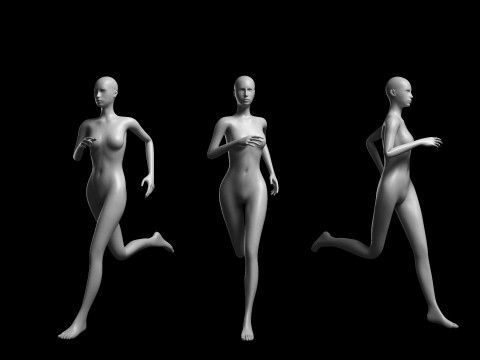 Animated Female Mesh - 12 sport poses v4 Low-poly Model 3D