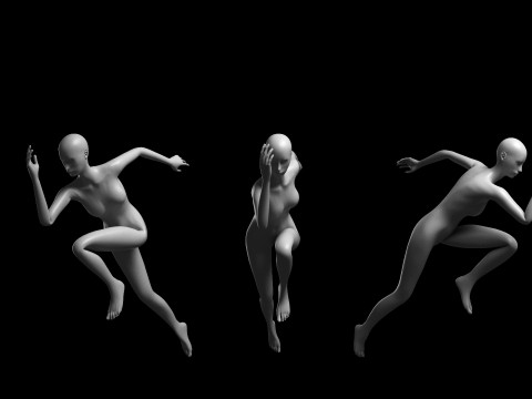 Animated Female Mesh - 12 sport poses v4 Low-poly Model 3D