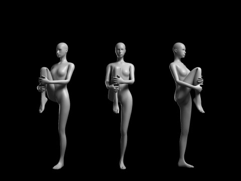 Animated Female Mesh - 12 sport poses v4 Low-poly Model 3D
