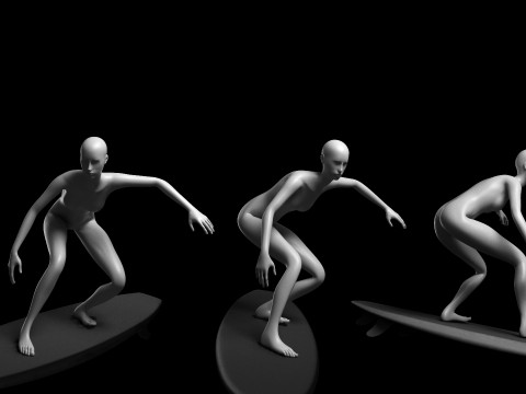 Animated Female Mesh - 12 sport poses v4 Low-poly Model 3D