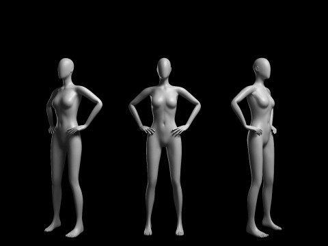 Animated Female Mesh - 12 sport poses v3 Low-poly 3D Model