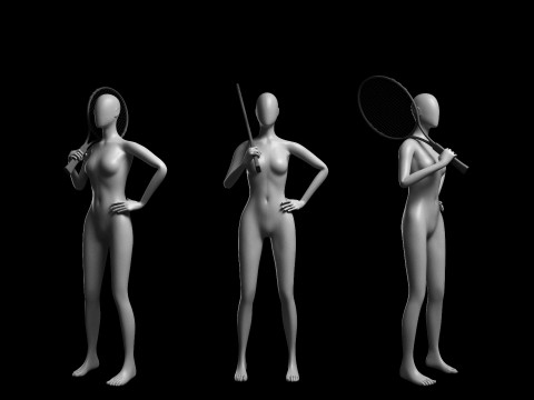 Animated Female Mesh - 12 sport poses v3 Low-poly 3D Model