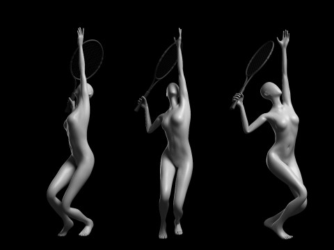 Animated Female Mesh - 12 sport poses v3 Low-poly 3D Model