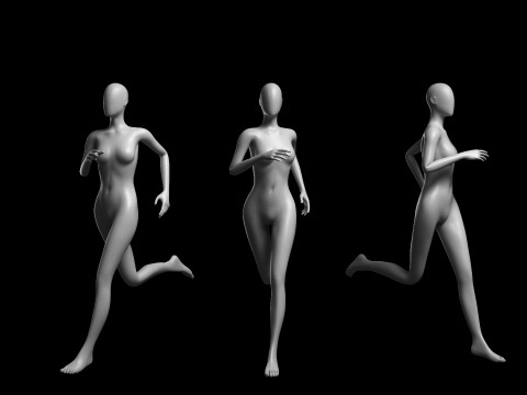Animated Female Mesh - 12 sport poses v3 Low-poly 3D Model
