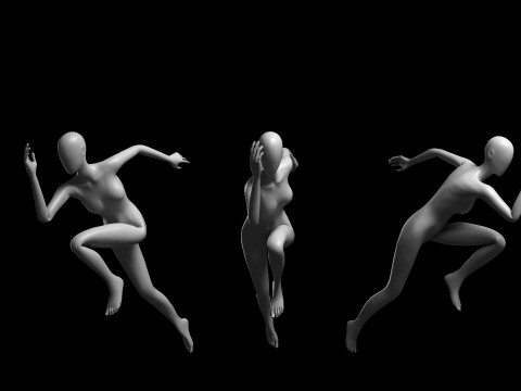 Animated Female Mesh - 12 sport poses v3 Low-poly 3D Model
