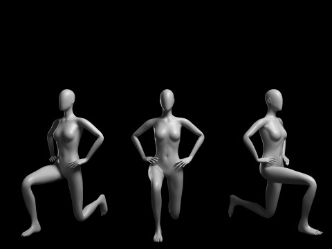 Animated Female Mesh - 12 sport poses v3 Low-poly 3D Model