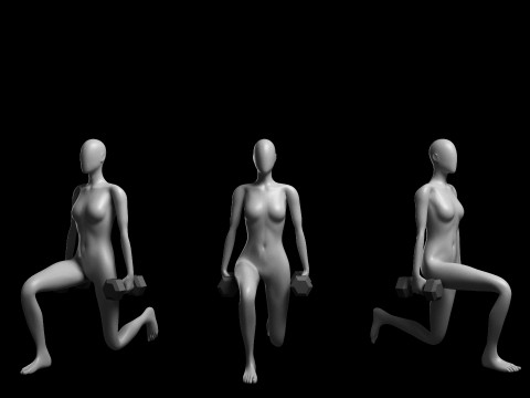 Animated Female Mesh - 12 sport poses v3 Low-poly 3D Model