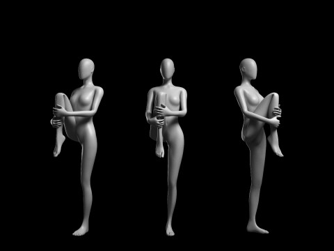 Animated Female Mesh - 12 sport poses v3 Low-poly 3D Model