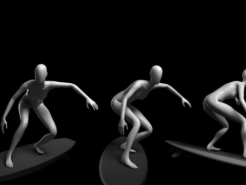 Animated Female Mesh - 12 sport poses v3 Low-poly 3D Model