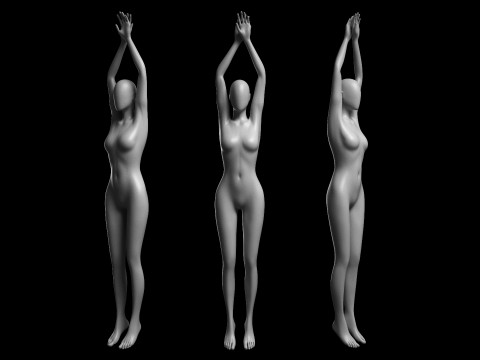 Animated Female Mesh - 12 sport poses v3 Low-poly 3D Model