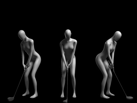 Animated Female Mesh - 12 sport poses v3 Low-poly 3D Model