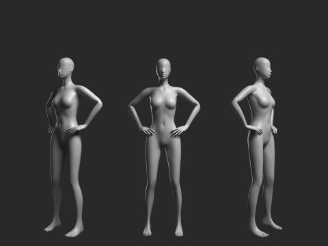 Animated Female Mesh - 12 sport poses v2 Low-poly 3D 모델