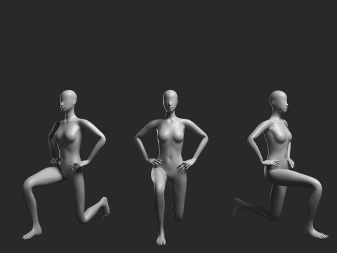 Animated Female Mesh - 12 sport poses v2 Low-poly 3D 모델