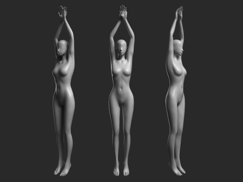 Animated Female Mesh - 12 sport poses v2 Low-poly 3D 모델
