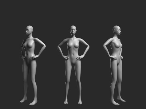 Animated Female Mesh - 12 sport poses v1 Low-poly 3D Model