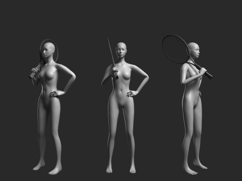 Animated Female Mesh - 12 sport poses v1 Low-poly 3D Model