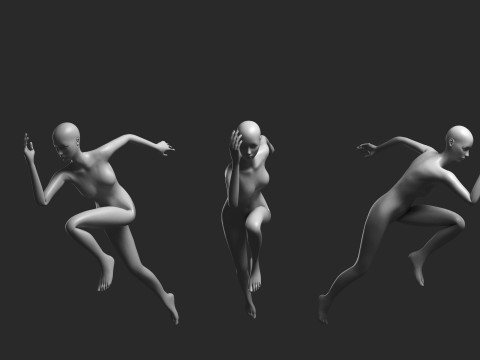 Animated Female Mesh - 12 sport poses v1 Low-poly 3D Model