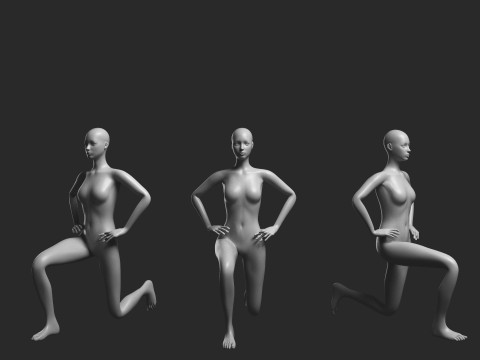 Animated Female Mesh - 12 sport poses v1 Low-poly 3D Model