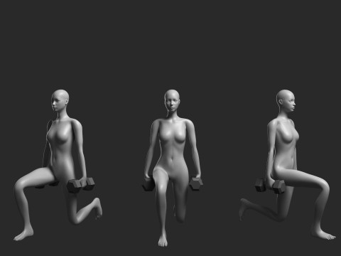 Animated Female Mesh - 12 sport poses v1 Low-poly 3D Model
