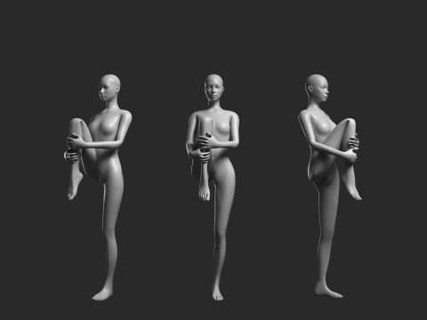 Animated Female Mesh - 12 sport poses v1 Low-poly 3D Model