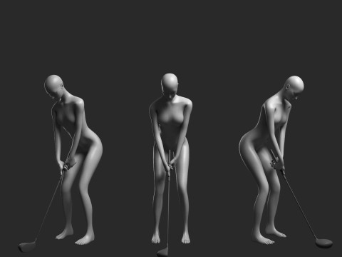 Animated Female Mesh - 12 sport poses v1 Low-poly 3D Model