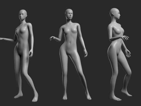 Animated Female Mesh 14 poses v4 Low-poly Modèle 3D