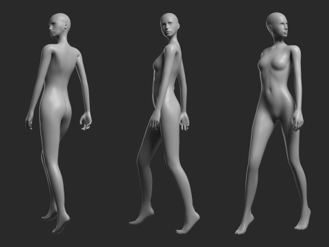 Animated Female Mesh 14 poses v4 Low-poly Modèle 3D