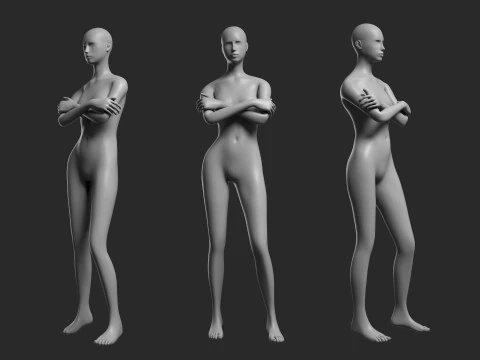 Mesh femminile animato 14 pose v4 Low-poly Modello 3D