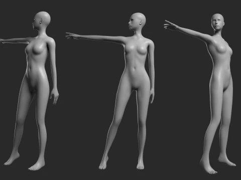 Mesh femminile animato 14 pose v4 Low-poly Modello 3D