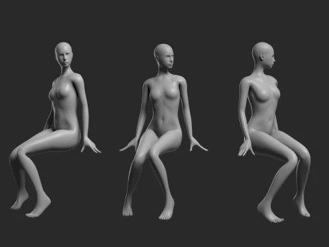 Mesh femminile animato 14 pose v4 Low-poly Modello 3D