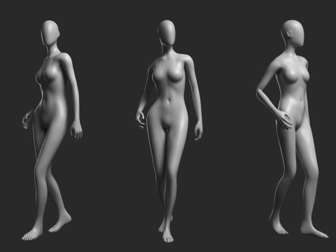 Animated Female Mesh 14 poses v3 Low-poly 3D 모델
