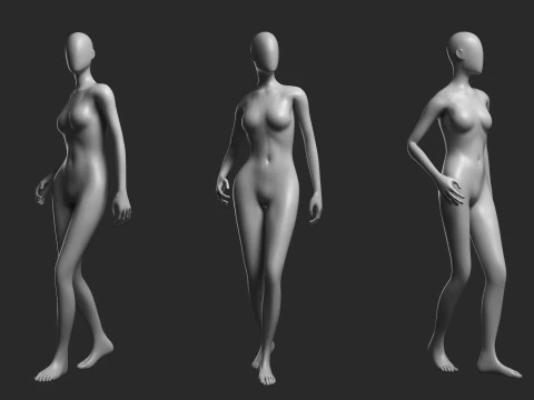 Animated Female Mesh 14 poses v3 Low-poly 3D Model