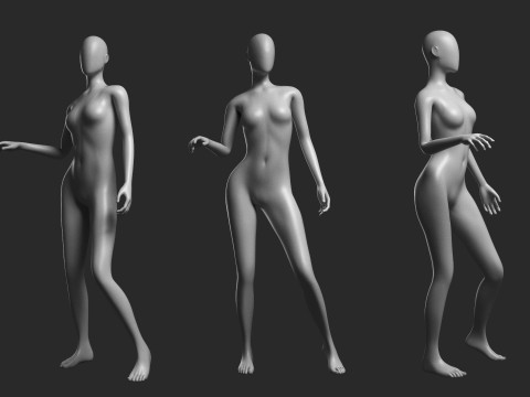 Animated Female Mesh 14 poses v3 Low-poly 3D 모델