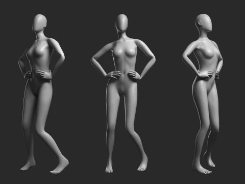 Animated Female Mesh 14 poses v3 Low-poly 3D Model