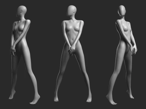 Animated Female Mesh 14 poses v3 Low-poly 3D Model