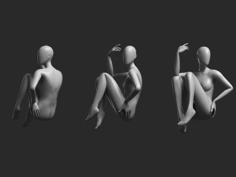 Animated Female Mesh 14 poses v3 Low-poly 3D Model