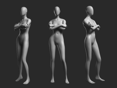 Animated Female Mesh 14 poses v3 Low-poly 3D 모델